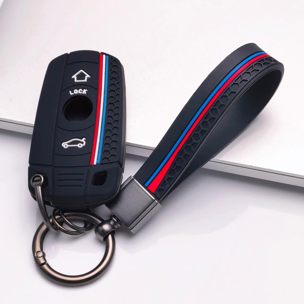 Key Fob Cover for BMW X1 X3 X4 X5 X6 M5 M6 with Keychain Anti-Scratch Guard Shockproof Protection Soft Grip Texture Responsive Button Touch