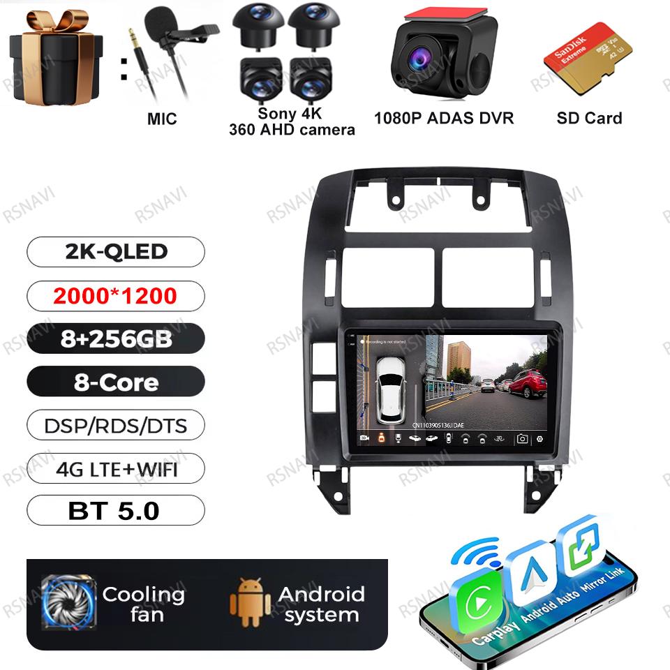 Car Radio Android 16 For Volkswagen VW Polo MK4 6Q 9N 9N3 2004-2009 4G LTE Stereo Multimedia Autoradio Wireless Carplay Auto BT