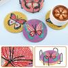 1 Set Diamond Painting Coaster Easy To Operate DIY Butterfly Pattern Diamond Painting Kit for Home Table Decoration