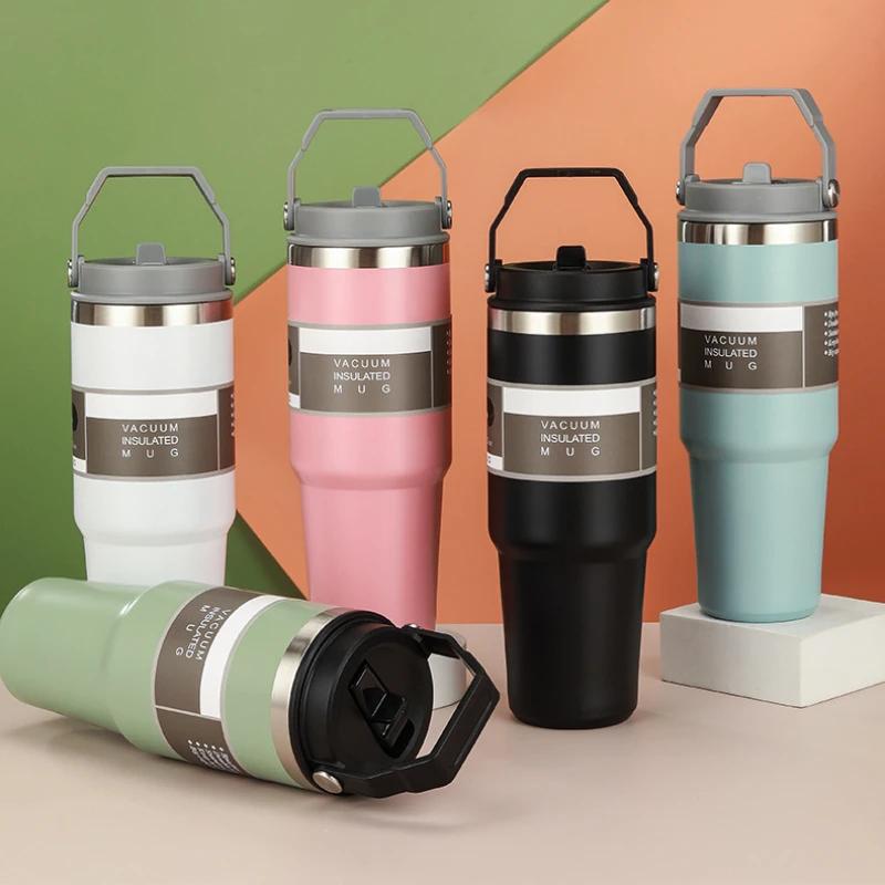 Portable Thermal Coffee Cup To Carry High Capacity Mug Thermos for Hot Coffee Gym Water Bottle Stainless Steel Insulated Tumbler