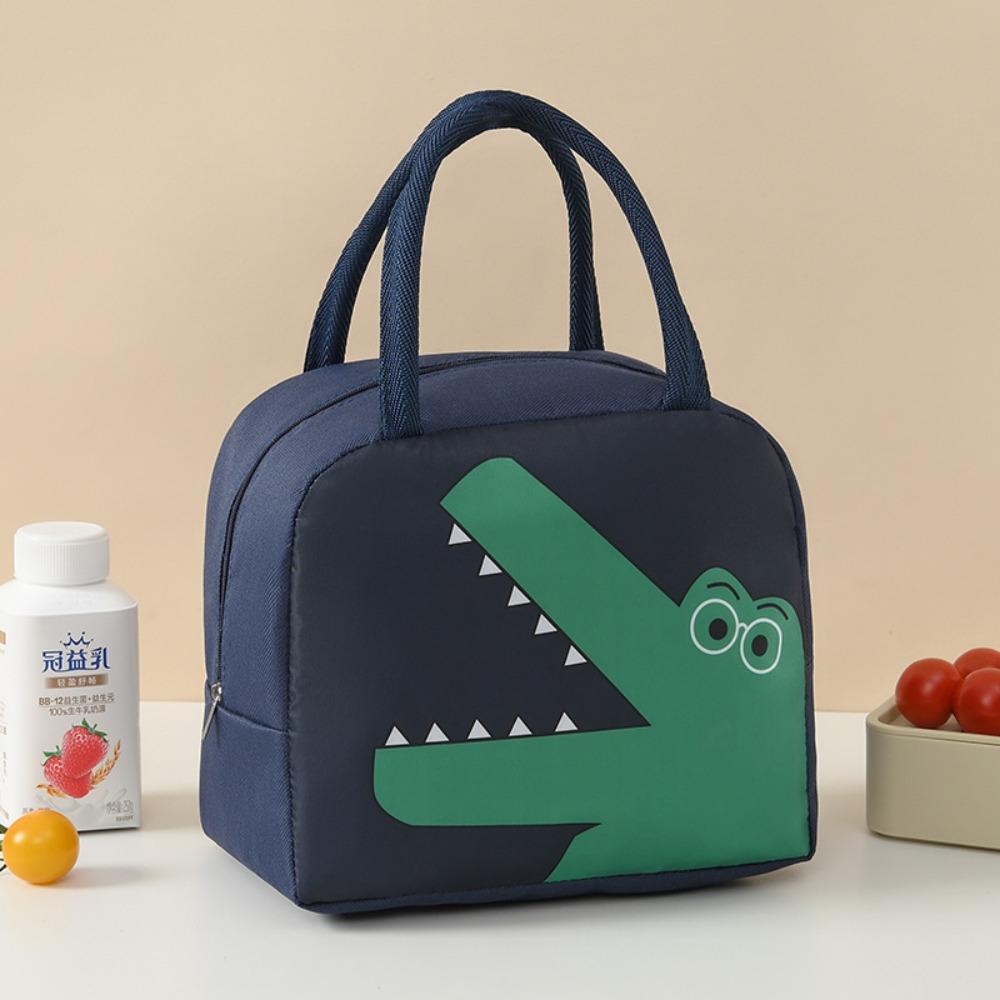 Cartoon Animals Pattern Lunchbox Bag Aluminum Foil Lining Lunch Box Handbag School