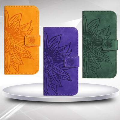 Кожаный чехол-бумажник с подсолнухом для телефона Samsung M13 M23 F23 M33 M53 F62 M62 M52 M30s M31 M02 M12 M10s M51 M60s M80s M21