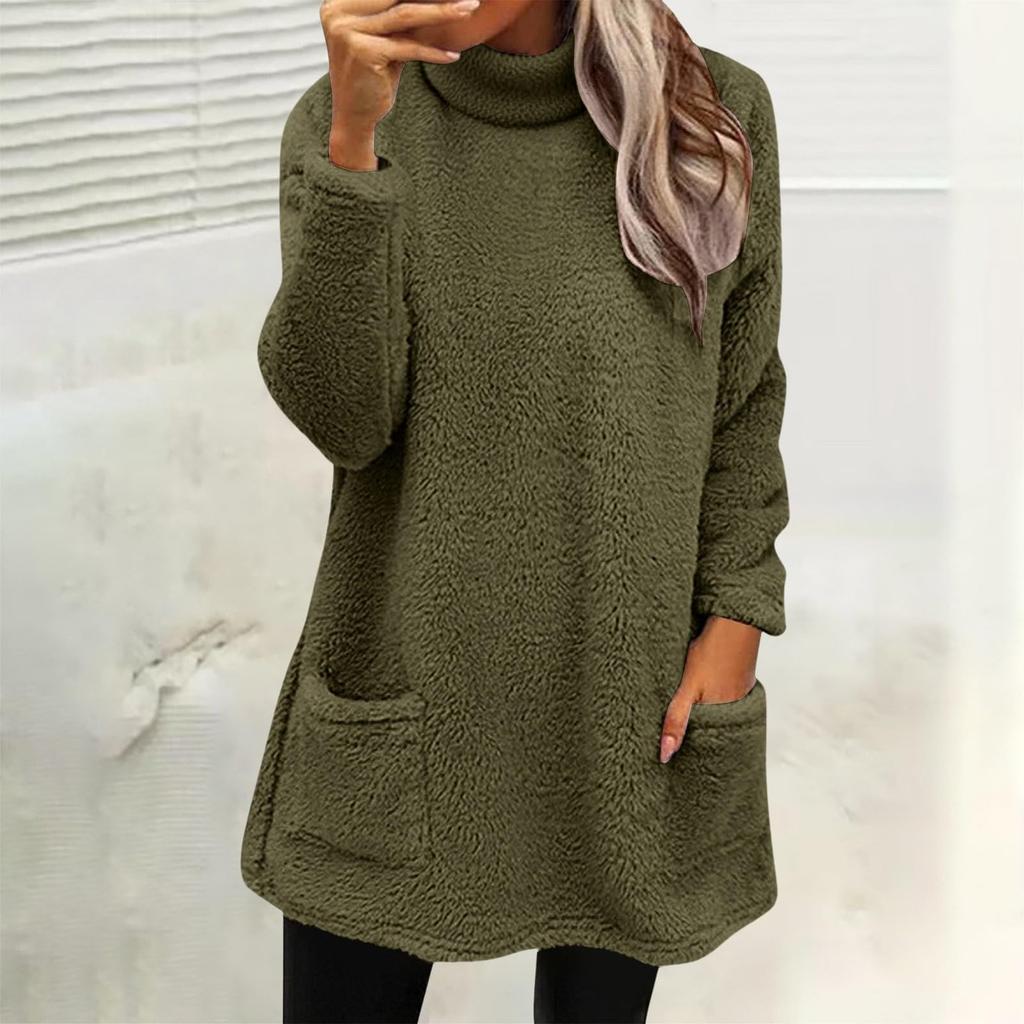 Sweatshirts For Women Mock Turtleneck Fall Winter Warm Sweater Plus Size Tunic Pullover Tops With Pockets