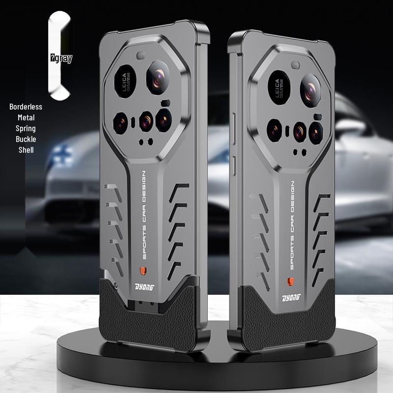 Безрамочный металлический чехол для телефона Porsche 15 Ultra с дизайном суперкара и акцентами