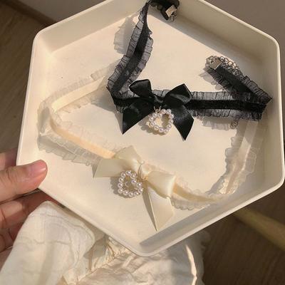Женский милый воротник Лолиты ручной работы винтажное кружевное колье в форме сердца для женщин готическое ожерелье с бантом аксессуары для женской униформы