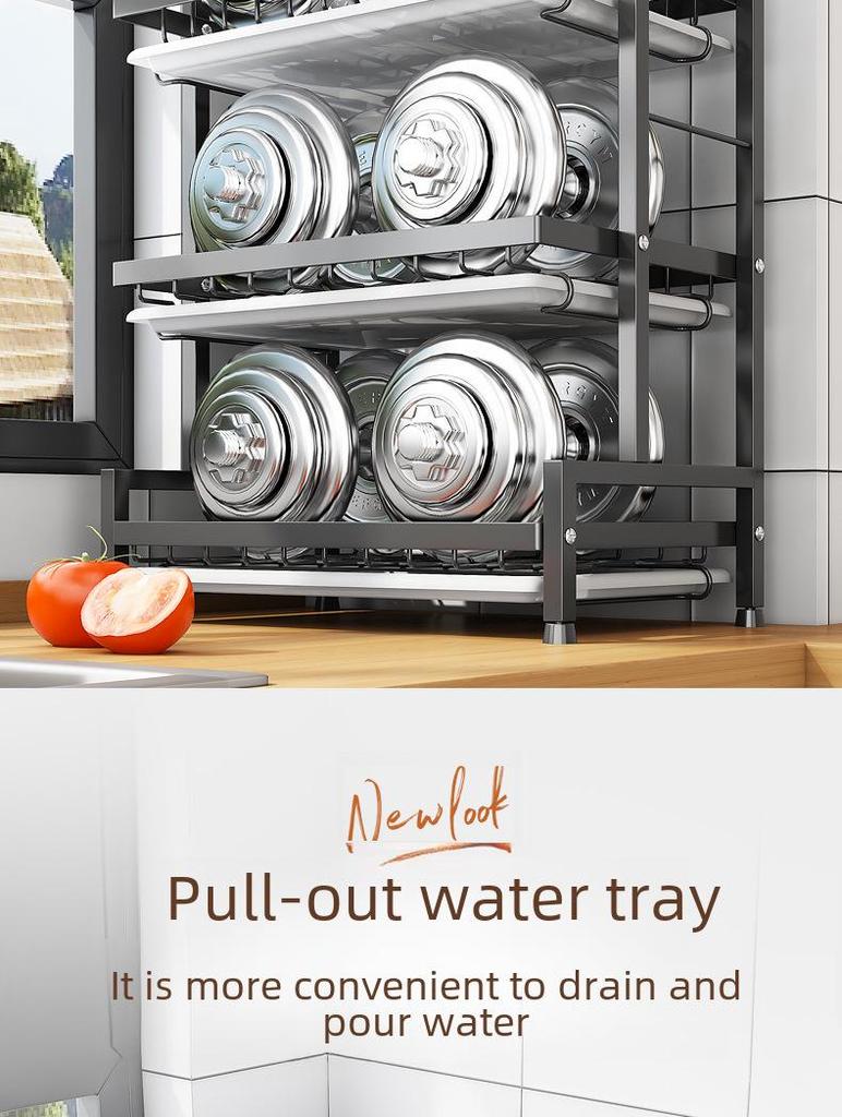 Multi-Layer Kitchen Dish and Bowl Rack with Drainage System