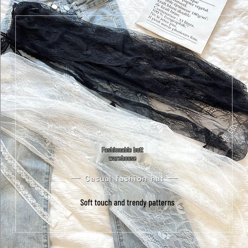 Корейская юбка из кружевного тюля с оборкой-фартуком и завязками