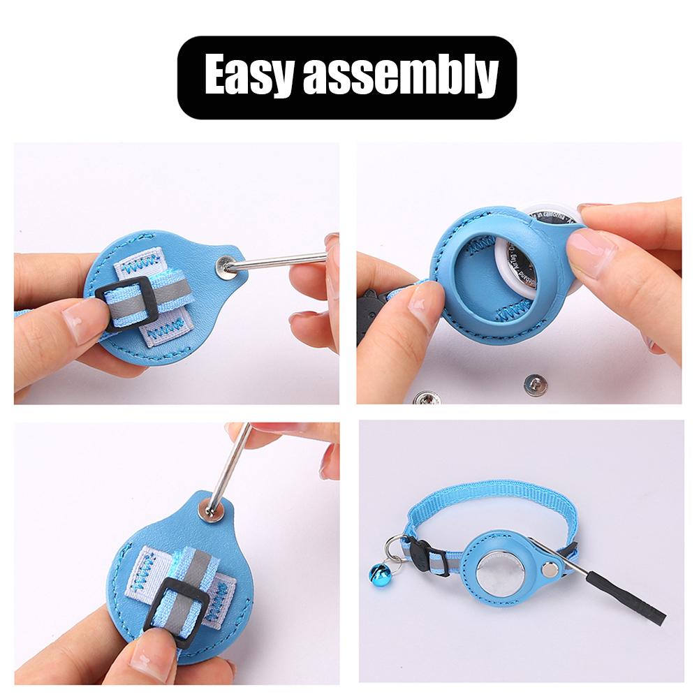 Cat Tracking Collar Adjustable Anti-lost Reflective Design Protective Collar Compatible For Airtag