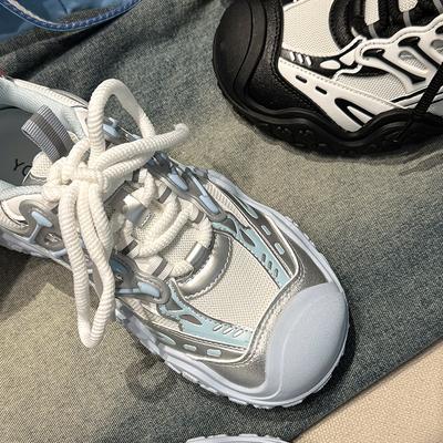 Модные спортивные моральные тренировочные туфли с увеличением роста, сетчатые вставки, кроссовки «папины», осенне-зимние универсальные туфли на платформе для хайкинга, спортивная обувь, одинарные туфли