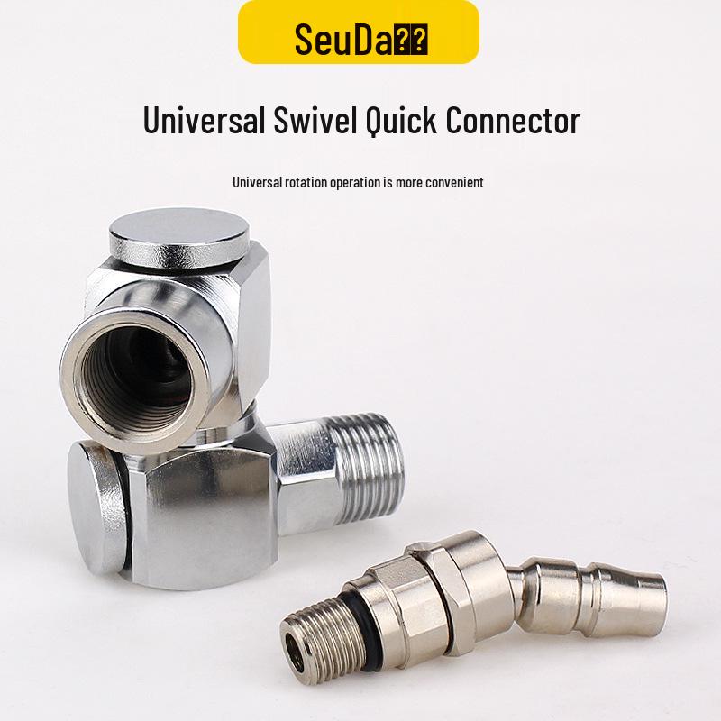 C-Type Pneumatic Stainless Steel Quick Coupler, Self-Locking High Pressure Air Compressor Accessories, 1/2" Male & Female Tee