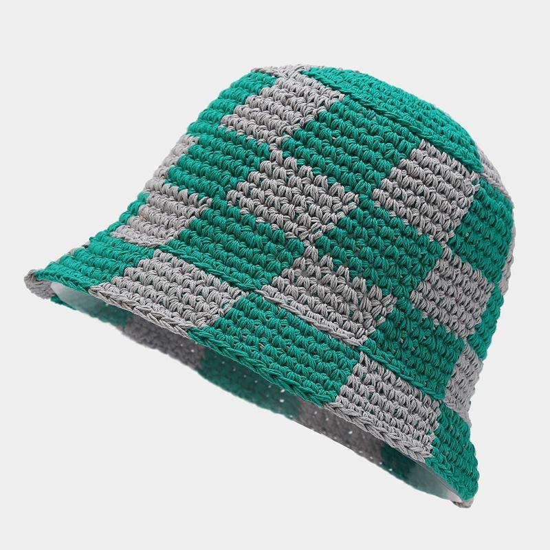 Korean Retro Stripe Handmade Crochet Bucket Hats Autumn and Winter Y2k Fisherman's Cap Women Tassel Colored Wool Hats