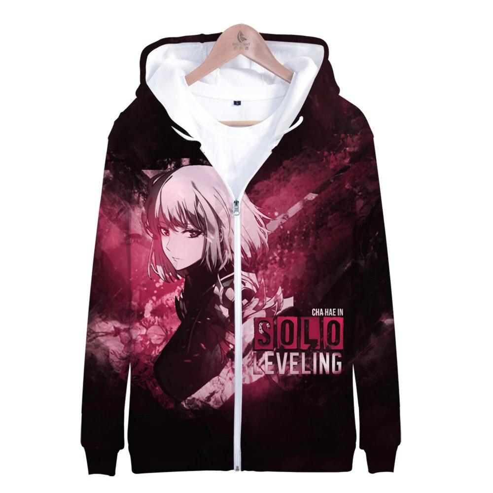 Выравнивающая толстовка соло, 3D унисекс, толстовка на молнии для женщин/мужчин, с длинным рукавом, уличная одежда в стиле Харадзюку, корейская одежда в стиле манга