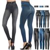 Women Imitation Denim Jeans Leggings High Waist Pants Fitness Slim Sport Leggings