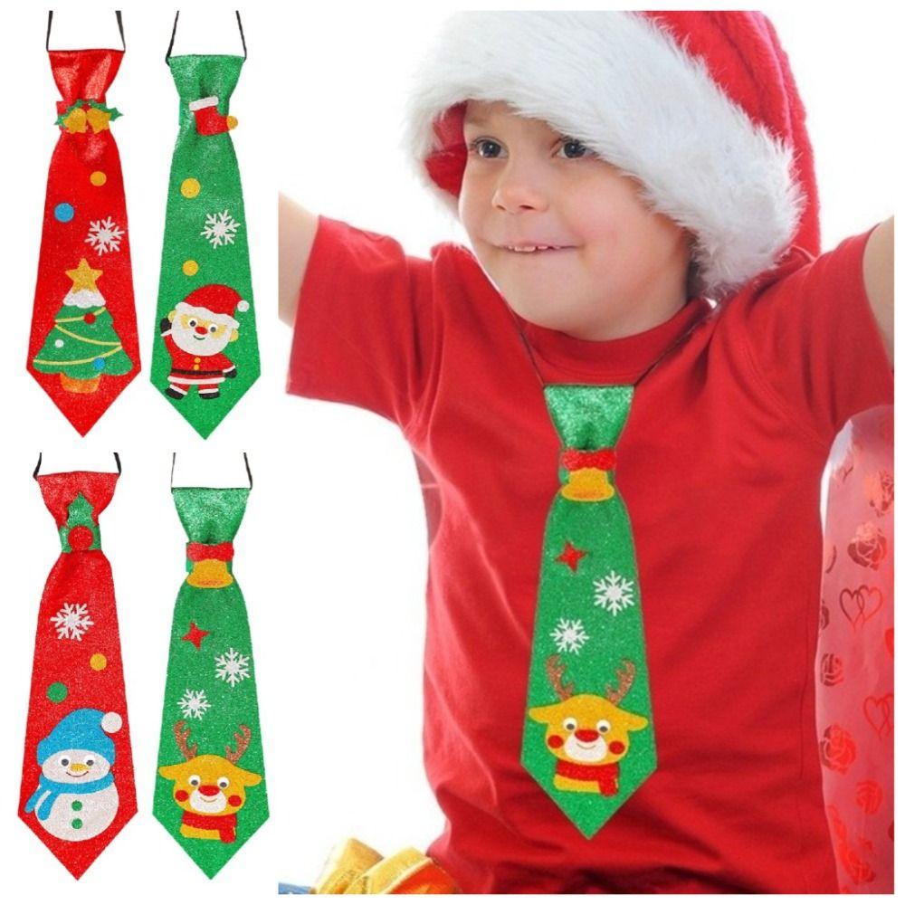 Felt Christmas Ties Material Kit Creative Christmas Tree Tie DIY Holiday Tie Boys Girls