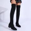 Зимние женские сапоги с острым носком больших размеров, модная женская обувь без застежек 2024 года, эластичная ткань, сексуальные сапоги выше колена, современные сапоги