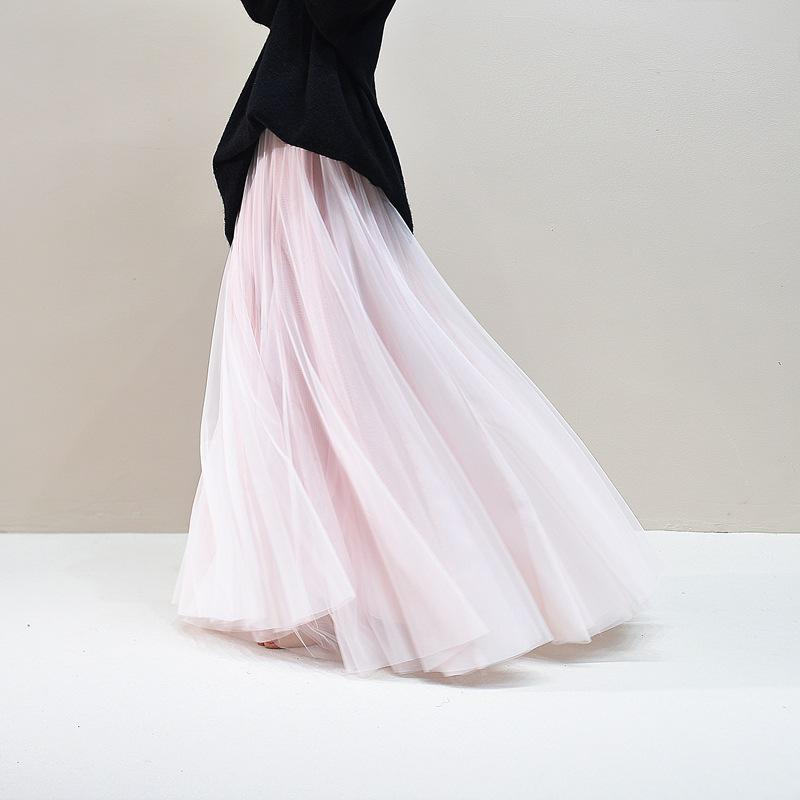 Женская летняя сетчатая марлевая юбка А-силуэта - Сказочный стиль, Широкий подол, Средняя длина, Стройнящая, Подчеркивающая темперамент