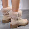 Lucyever Нескользящие теплые меховые зимние сапоги женские с толстой подошвой из искусственной замши зимние сапоги женские на молнии на платформе ботильоны женские