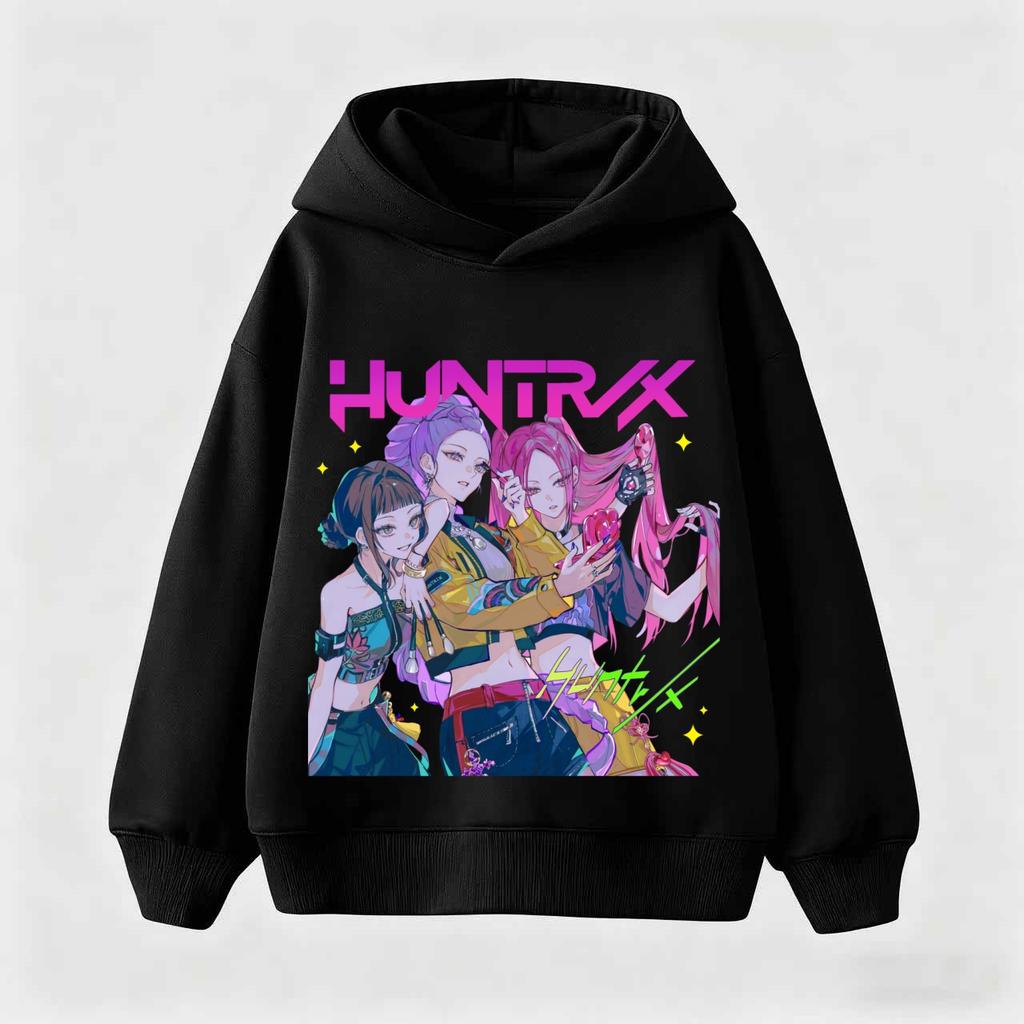Children's Hoodie Korean KPop Demon Hunter Cartoon Girls Boy Hooded Sweatshirt Warm Children's Wave Fashion Casual Tops