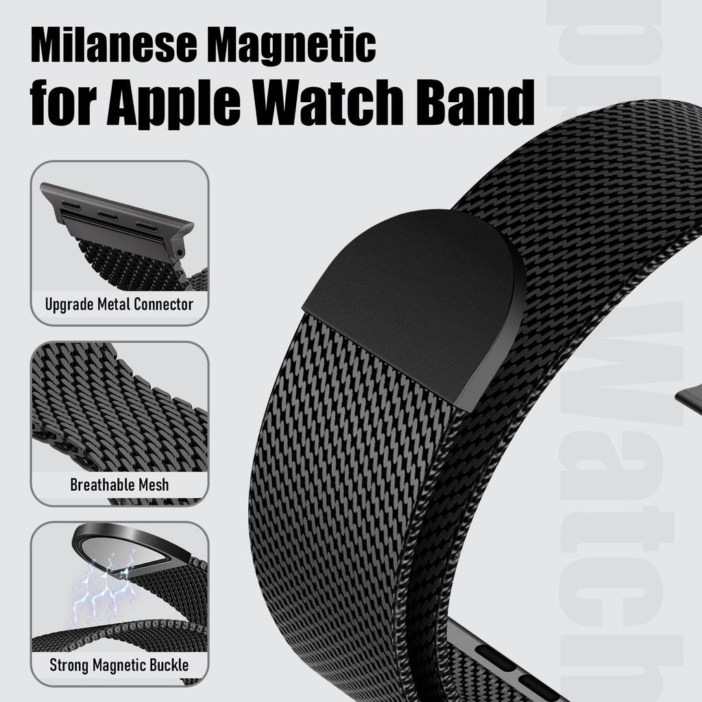 For Apple Watch Band Ultra2 3 49mm 45mm 42 46mm 40mm 44mm Milanese Bracelet iWatch series SE 11 10 9 8 7 Case+Thick Metal Strap