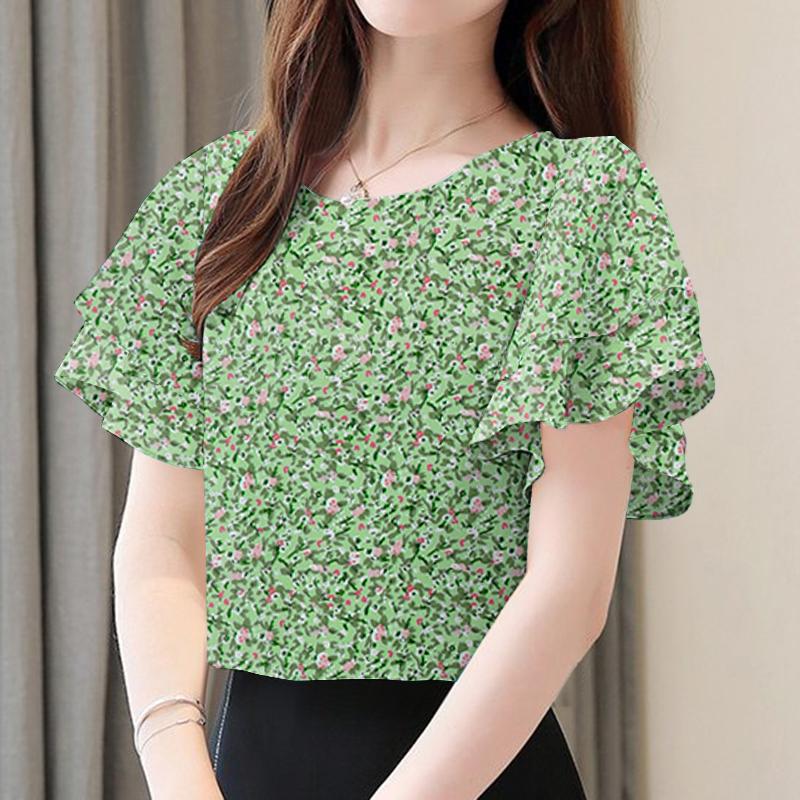 ZANZEA Женская летняя повседневная блузка с цветочным принтом и коротким рукавом
