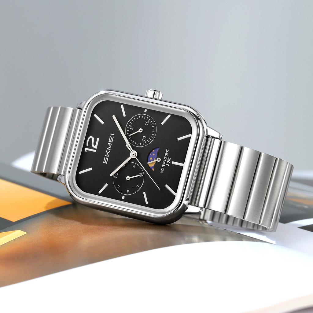 Модные водонепроницаемые наручные часы с отображением времени, деловые часы с кварцевым механизмом для мужчин и женщин, часы для платья, квадратный циферблат