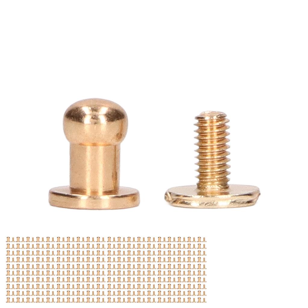 200 Sets Chicago Screws Round Head Rivets 7x5mm DIY Handcraft Pure Copper Round Head Rivets Leather