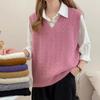 WTEMPO Свитера без рукавов в стиле преппи, трикотажные женские однотонные повседневные свитера с V-образным вырезом, трикотажные жилеты