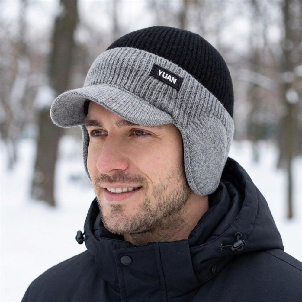 Windproof Cycling Beanie Thick Ear Flap Hat New Men's Knit Hat Winter