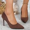 Сексуальный тренд Женские туфли-лодочки из мягкой замши Осень Новые Тонкие высокие каблуки 2025 Новая офисная обувь Женская Шпилька Черный Большой размер 43