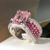 Cold Wind Ins Songyanfei Sydney with Pink Diamond Ring Female Personality Opening Index Finger Pink Stone Ring
