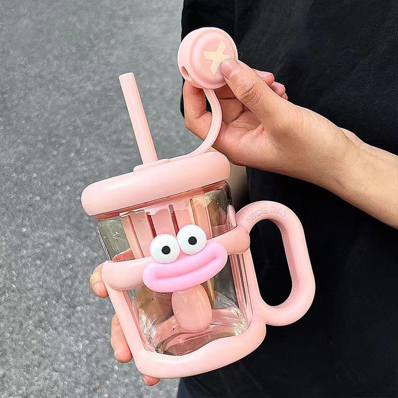 Большая наклейка на рот, кружка-соломинка, разделительная кружка для чая, милая кружка-бутылка