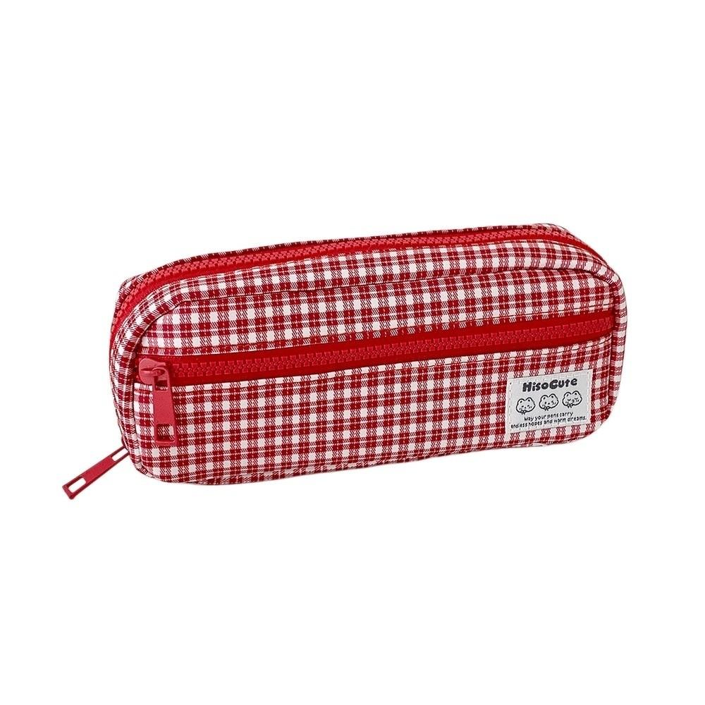 Korean Style Grids Pen Bag Y2k Cloth Stationery Bag Pencil Pouch Kids Children