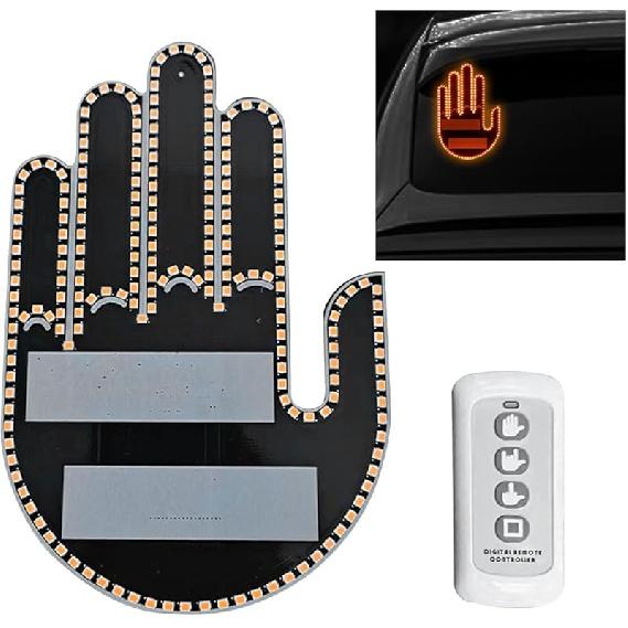 LED Hand Gesture Light For Car, 3 In1 Car Sign Finger Light With Remote Control, Funny Back Window Sign Light Accessories For Cars Trucks, Car