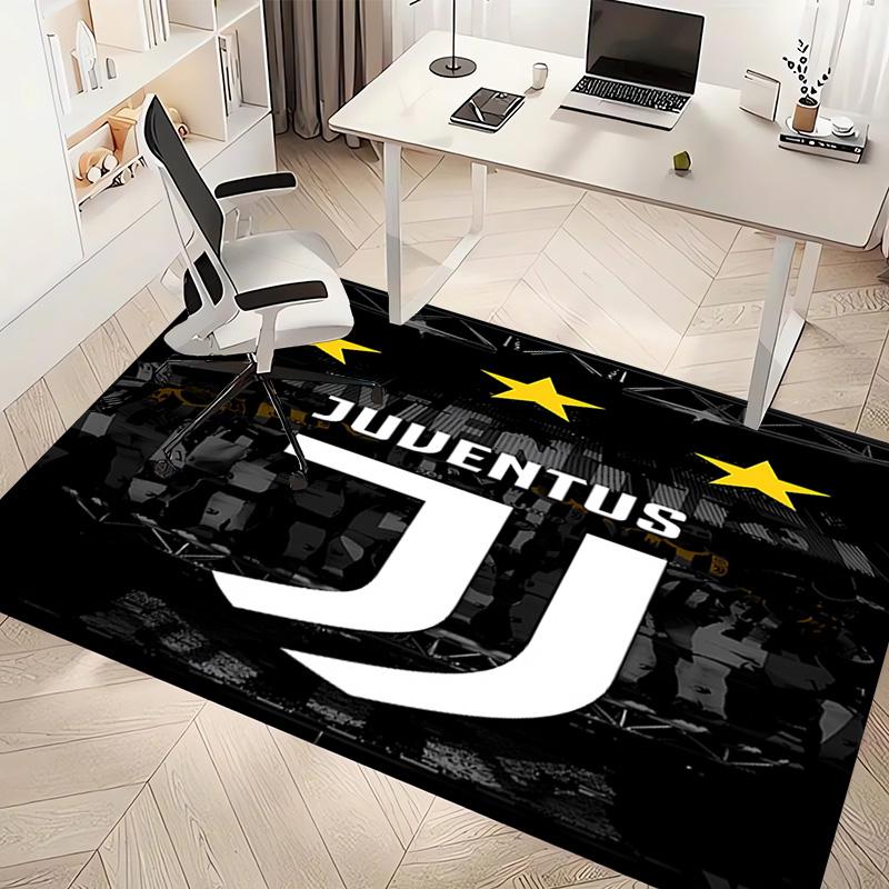 1pc Juventus FC logo Print Area Rug - Soft, Washable Non-Slip Indoor Mat, Living Room, Home Office Decorative Rug,Office Decorative
