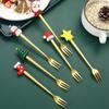4/6pcs Gold Silver Spoon Fork Set Merry Christmas Coffee Tea Spoon Dessert Fork  Birthday Gift