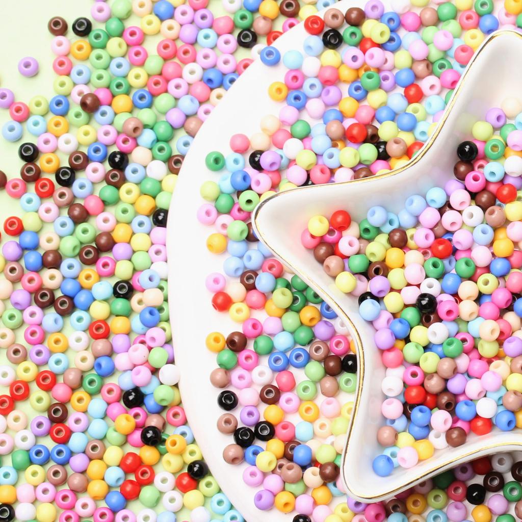 Home Party Supplies Findings DIY Crafts Handmade Material Jewelry Accessories Acrylic Loose Beads 500PCS Soild Color 4mm For Jewelry Making
