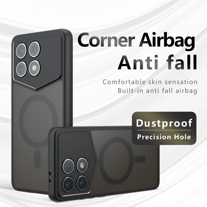 Для Xiaomi Redmi K70 K70E Poco F6 X6 Pro Чехол Матовый Magsafe Ударопрочный Встроенные Уголки с Воздушной Подушкой Нежелтеющий Материал Мягкая Обложка