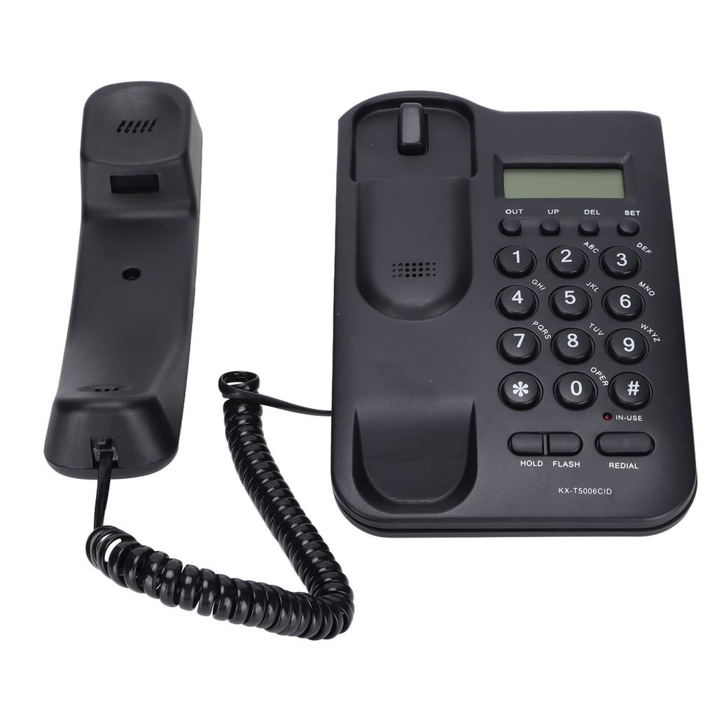 Semi Hands Free Dial Corded Phone Caller ID Wall Mounted Free Battery Wired TelephoneBlack