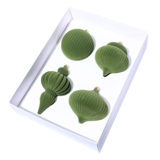 4 шт. Бархатные елочные шары Пластиковый флокированный декор с металлическими подвесками