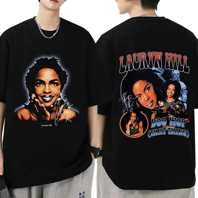 Футболка с рисунком Lauryn Hill, унисекс, Harajuku, винтажная футболка с коротким рукавом, унисекс, женская одежда, модные футболки большого размера в стиле хип-хоп