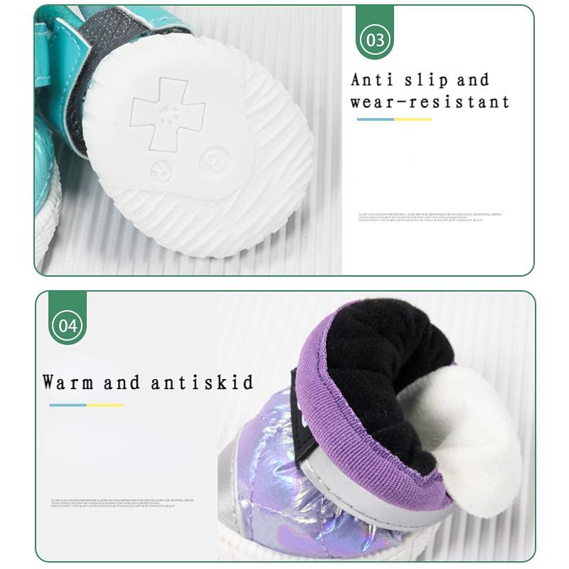 4 шт./компл. непромокаемая зимняя обувь для собак для маленьких собак, теплая флисовая обувь для щенков, зимние сапоги для собак, обувь для чихуахуа, йорк...