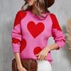 Женский свободный повседневный модный свитер с круглым вырезом и сердечком, вязаный свитер-рубашка