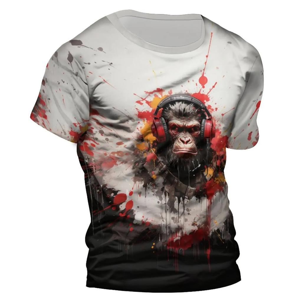 Футболка с 3D шимпанзе для мужчин, модные топы с короткими рукавами в стиле хип-хоп, мужские футболки в стиле Харадзюку, футболки больших размеров, мужская одежда