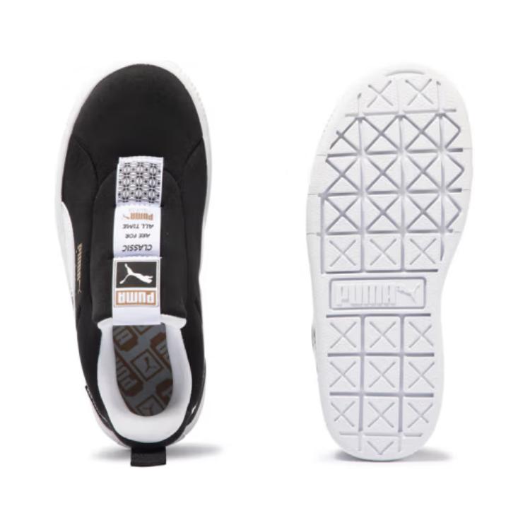 Puma Joyflex Sliptech Retro Casual Low-Top Kids Skate Shoes Kids Sneakers Black White Gold 401140-01