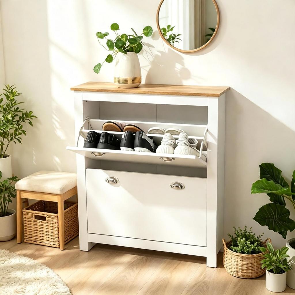 Elegant Shoe Cabinet, Versatile Shoe Cabinet, Modern Shoe Tilt Cabinet with Storage Space and Shelf