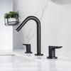 Double Handle Three Hole Bathroom Basin Faucet Black 304 Stainless Steel Hot And Cold Mixed Washbasin Faucet Black Basin Tap