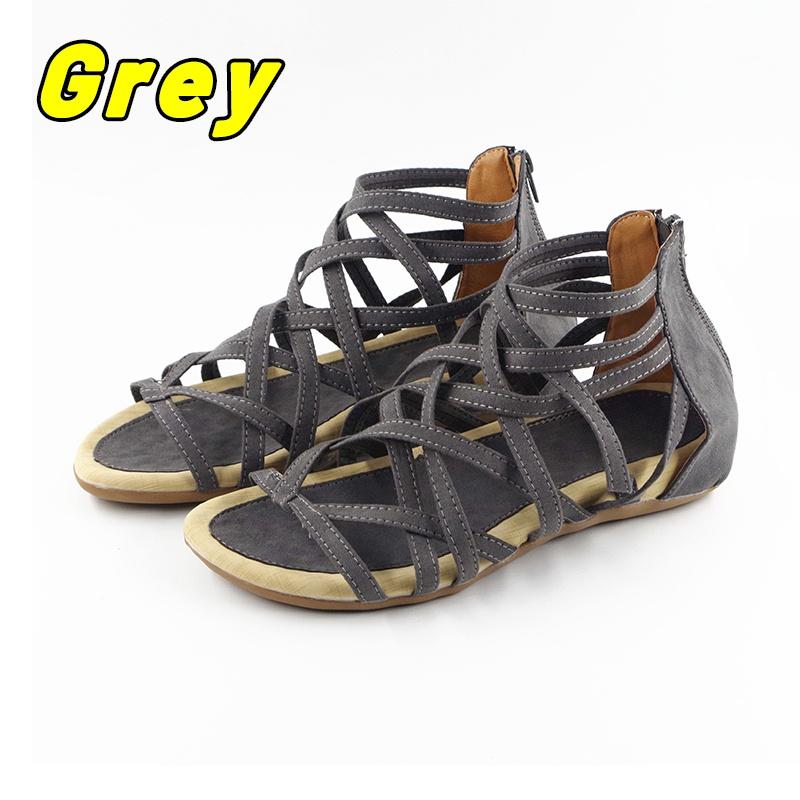 Новые женские сандалии с открытым носком и высоким верхом, удобные из ПУ кожи, с вырезами, летняя обувь в стиле бохо, на шнуровке, с молнией сзади, пляжная обувь