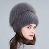 Winter Mink Hats for Women Real Fox Fur Russian Style Fur Caps Fashion Rhinestone Warm Outdoor Sports Beanie