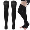 Open Toe Compression Thin Stockings Versatile Thigh High Mercerization Socks Black