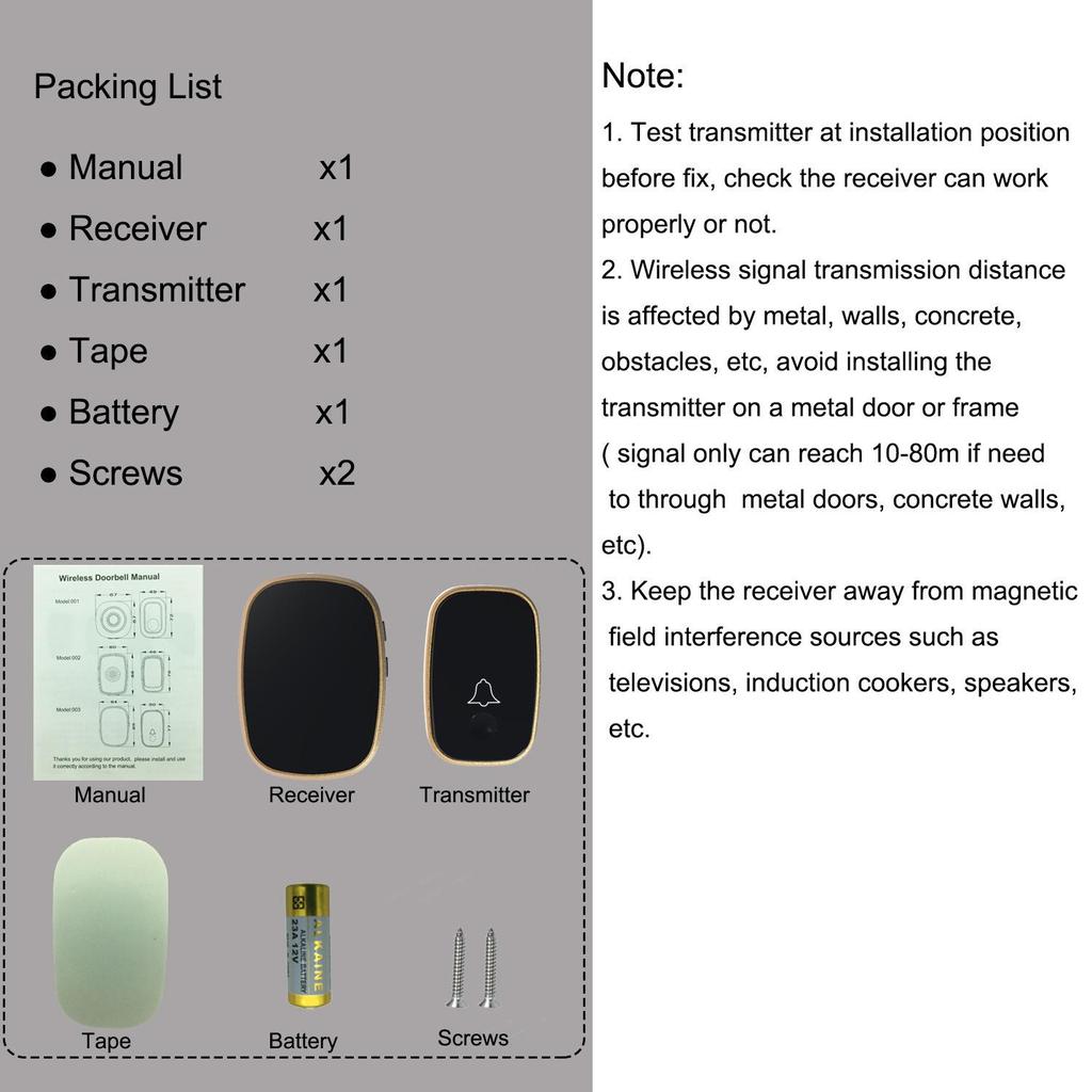 Waterproof Wireless Doorbell 300M Remote EU UK US Plug chime Door Bell alkaline batteryAA